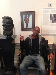 Me in front of the George Bernard Shaw display  at the museum of writers in Dublin. 